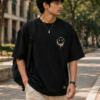 drip smile oversized t shirt – minimal streetwear black tee drip smile oversized t shirt – minimal streetwear black tee