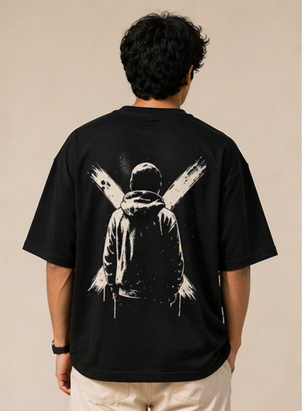 drip smile oversized t shirt – minimal streetwear black tee