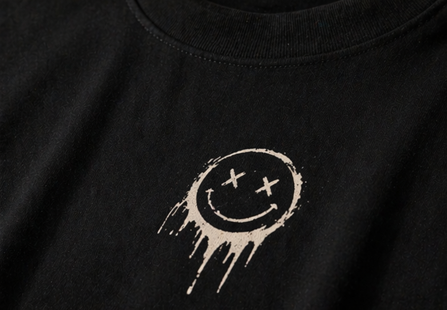 drip smile oversized t shirt – minimal streetwear black tee